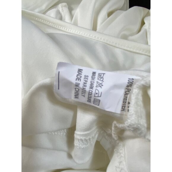 Two-Piece‎ White Long-Sleeve Crop Top & Ruffled Pants Set 1XL Sexy Stretch Cute - Picture 7 of 7